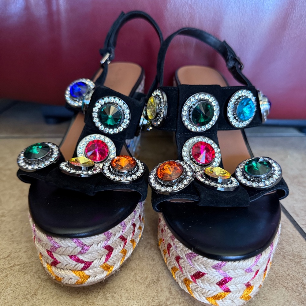 Kurt Geiger Octavia Espadrille Rhinestone Platform  Sandal 10 US  41 EU Orig 175